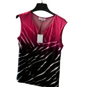 Calvin Klein Fuchsia and Black Relaxed Blouse Size XS Stunning NWT